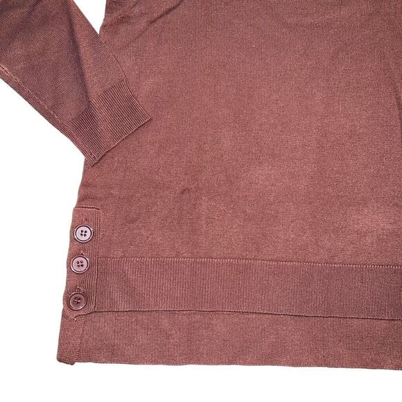 ModCloth Womens Button Detail Pullover Tunic Sweater High Low Brown Medium - Picture 8 of 14